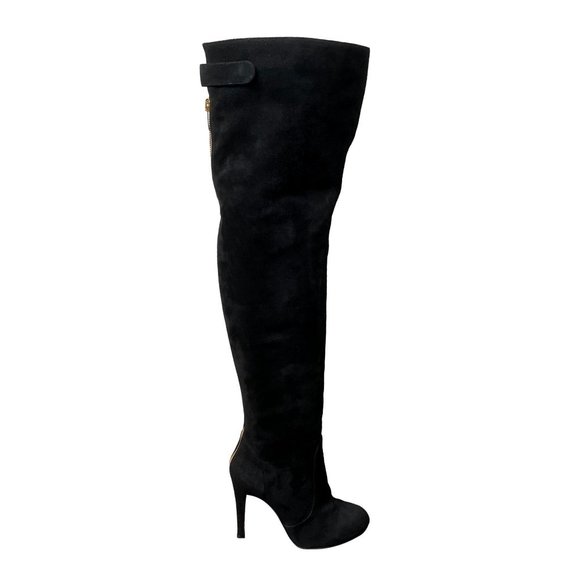 SERGIO ROSSI Black Suede Thigh High Boots - Picture 8 of 10